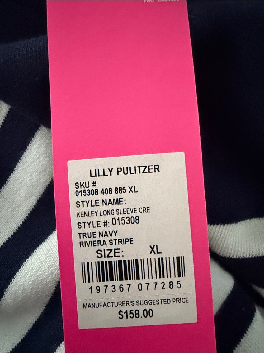 Lilly Pulitzer Kenley Navy and White Striped Long-Sleeve Dress - Picture 4 of 6